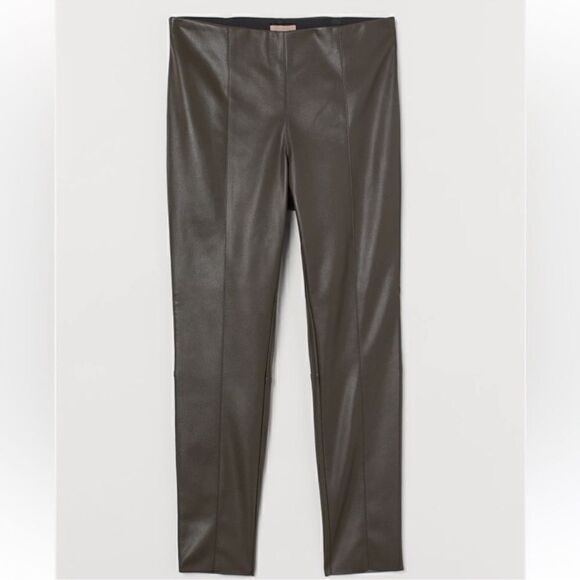 H&M Dark Green Faux Leather LeggingsPants(Size 10) - Picture 1 of 6